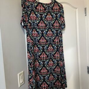 LOFT Navy Floral Midi Dress NWOT